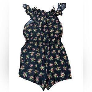 Chocolate USA Black Floral Ruffle Romper - Size Large